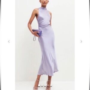 Reformation Aura Silk Dress in Soft Purple